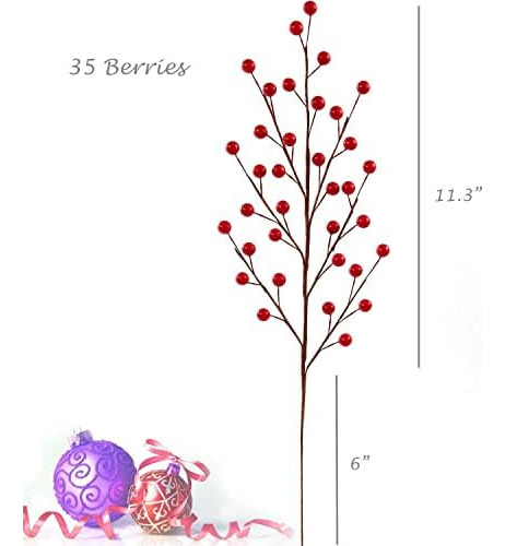 Larksilk Paquete De 12 Púas Artificiales De Tallo De Bayas D