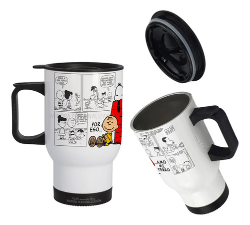 Mug Vaso Termico Viajero Para Carro Regalo Snoopy 02