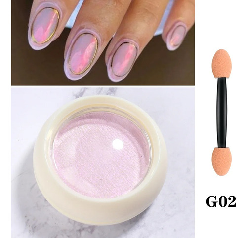 Polvo Efecto Aurora Tendencia Uñas Decoración Nails