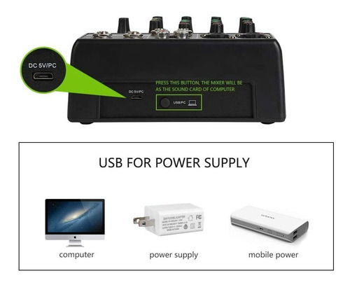 Imagen 5 de 6 de Mezclador De Audio Profesional 4 Canales Usb Bluetooth