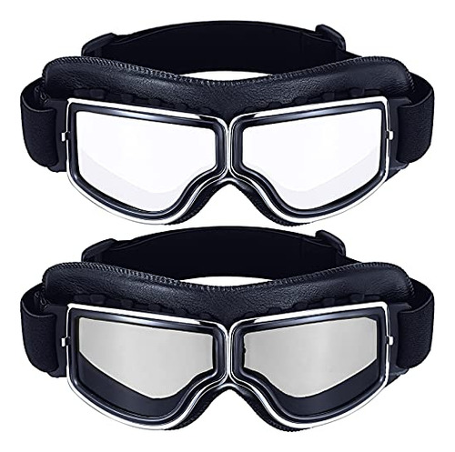 2 Pieces Motorcycle Goggles Vintage Pilot Style Cruiser...