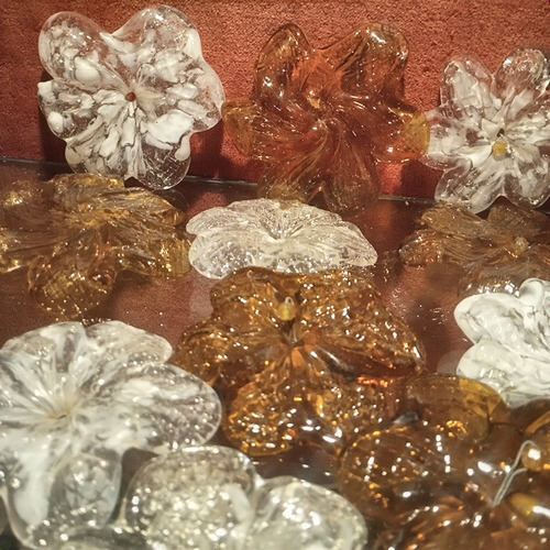Par De Caireles Cristal Murano Flores Repuesto Vidrio Araña (Usado)