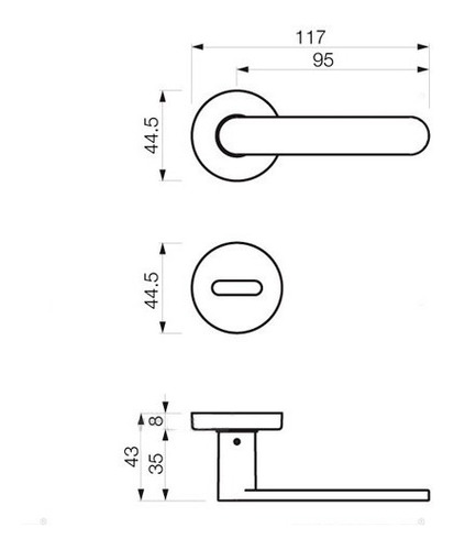 Imagen 4 de 8 de Manija Arezzo Doble Acero Picaporte Currao Puerta T/ Tropea