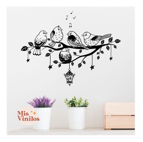 Vinilos Decorativos De Pared Arbol Pajaros Cantando