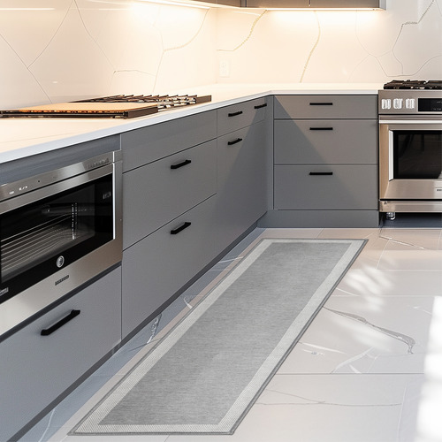 Tapete 50x70 Passadeira 50x180 Grey Emborrachado Kacyumara Comprimento 180 Cm Cor Kit 2 Tapetes 50x70 50x180 Grey Desenho Do Tecido Multi Square Largura 50 Cm
