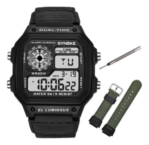 Reloj Digital Deportivo Hombre Nailon Agua Full Set Synoke