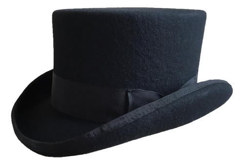 Black Wool Felt Low Short Top Hat Victorian Mad Hatter