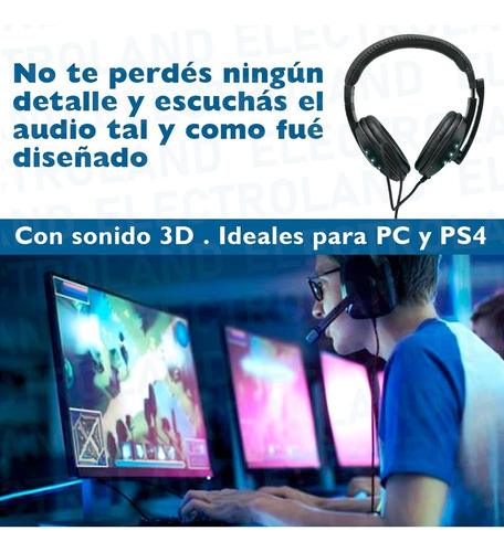 Imagen 6 de 10 de Auricular Gamer Micrófono Luz Led Rgb Sonido Hq Ps4 Pc