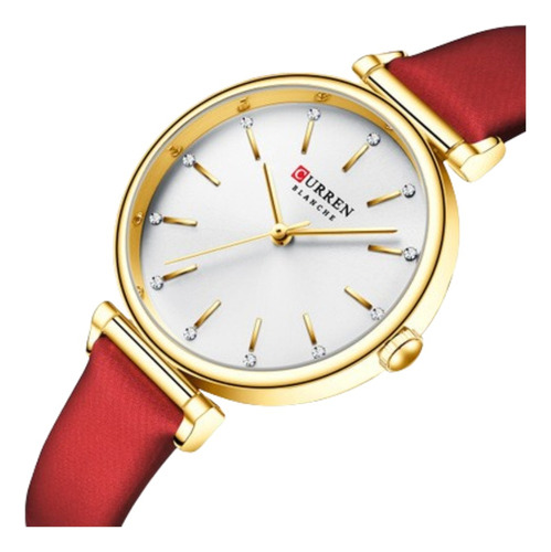 Reloj Curren Mujer Cuarzo Correa Cuero Rojo 81