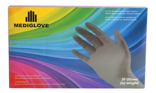 Guantes De Nitrilo Color Negro Mediglove X 20u Sin Polvo