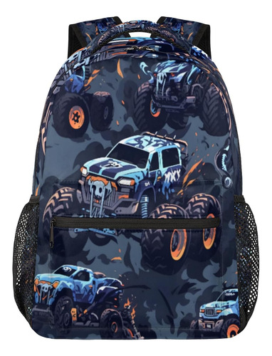 Mochila Infantil Monster Truck Para Mochila Escolar, Color-0