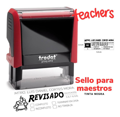 Sello Maestros Y Educadores Personalizado 5.8 X 2.2 Cm