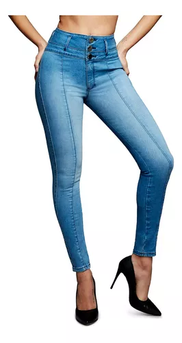 Jeans Dama Seven Push Up Colombiano Cintura Alta Moda Mujer