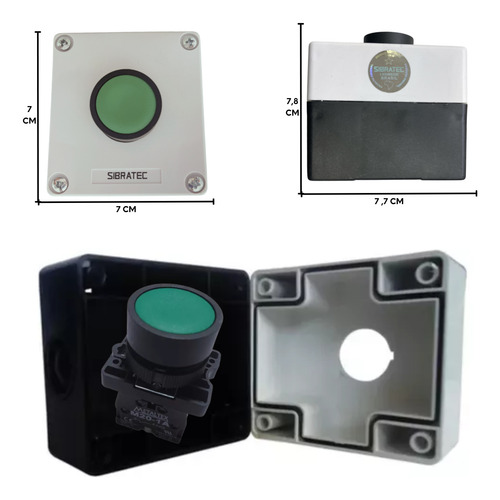 40x Botoeira Caixa Plástica Com Botão De Pulso 22mm Verde
