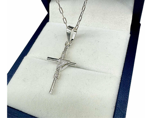 Colgante De Cruz De Plata + Cadena De Plata