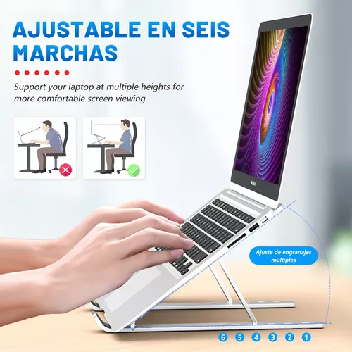 Soporte ajustable de aluminio para laptop, plegable, portátil. Compatible  con MacBook Air Pro, HP, Lenovo, Dell y otras laptops y tabletas de 10 a