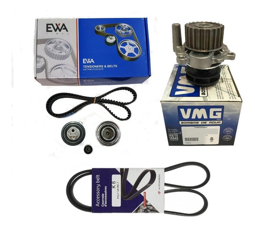 Kit Distribucion Y Poly V + Bomba Agua Vw Fox 1.9 Sdi Diesel