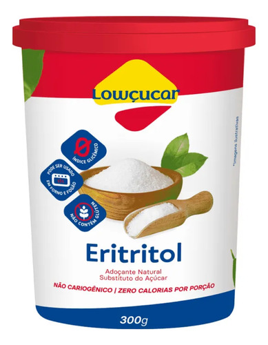 Eritritol puro adoçante dietético 300g - Lowçucar