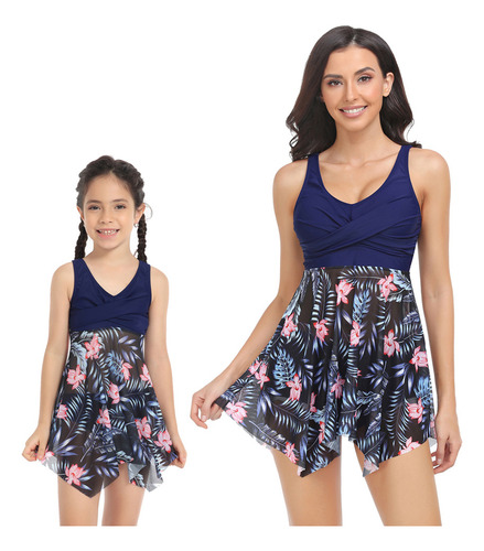 Conjunto De Dos Piezas Con Falda De Malla Para Traje De Bañ