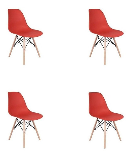 Cadeira de jantar Inova Eiffel, estrutura de cor  vermelho, 4 unidades