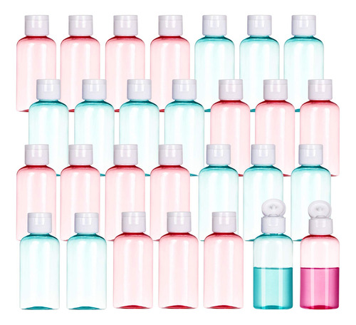 Paquete De 28 Botellas Vacias De Plastico Con Tapa Abatible,