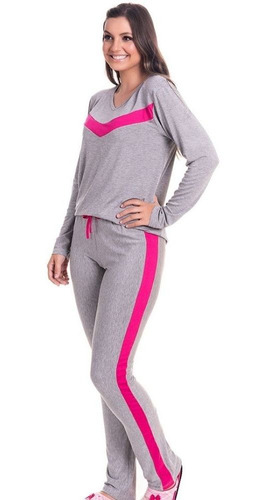 Pijama De Frio Inverno Feminino Gola V Tecido Em Viscolycra