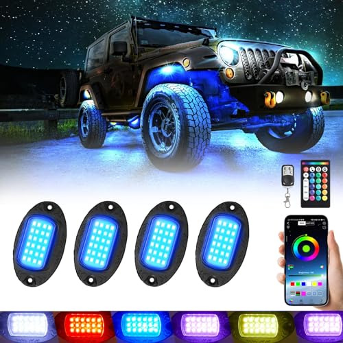 4 Pods Aleación Rgb Led Rock Light For Truck Jeep Golf Cart