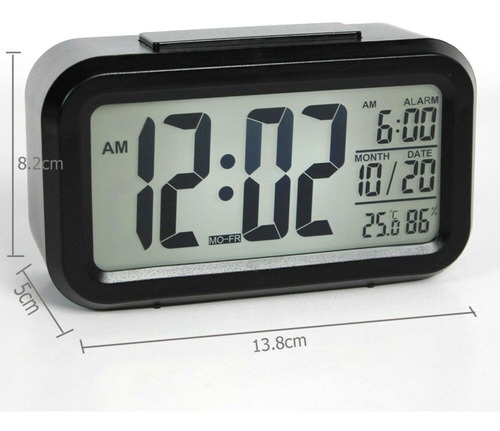 Reloj Despertador De Mesa Negro
