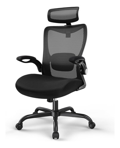 Ergear Silla De Oficina, Silla De Escritorio Con Reposabraz. Color Negro