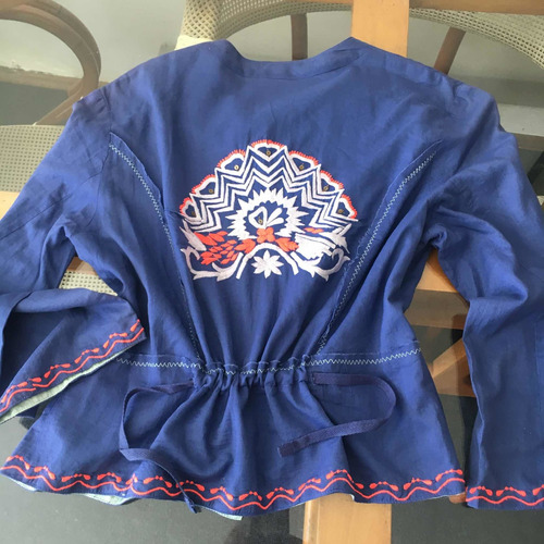 Conjunto Vestido Punto Azul Y Chaqueta Bordada Margara Shaw