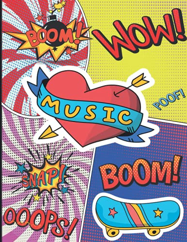 Wow Music !! Blank Comic Book: Draw Your Own Comics - 120 Pa