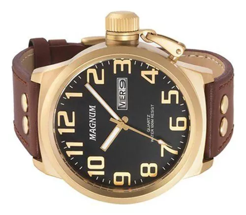 Relógio Magnum Masculino Dourado Military MA32952P - Relojoaria Invictos