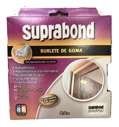 Burlete De Goma Autoadhesivo Suprabond Perfil E 5.2mt