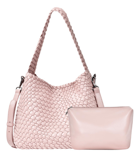 Bolso Tejido Para Mujer, Bolso De Mano De Cuero Vegano, Bols