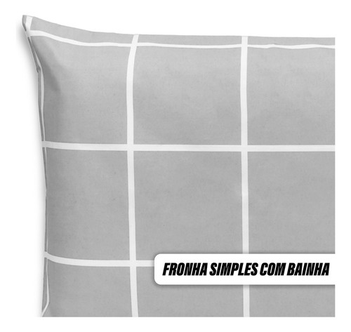 Lençol Solteiro 2pç Percal Flex Estampado Com Elástico Cor Grid Cinza