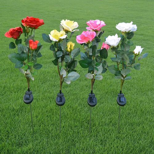 Rosas Led Recargable Flores Para Decoracion Jardin 1-par