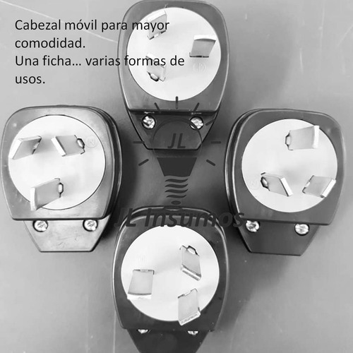 Imagen 4 de 6 de Pack 10 Ficha Macho Y Hembra 3 Patas 10a 220v