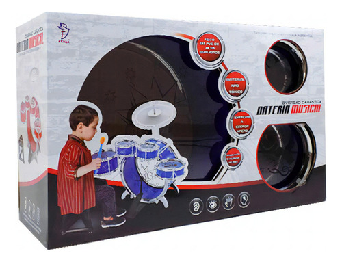 Bateria Infantil Musical Pura Diversao C/ Banco Fenix Cor Estampado