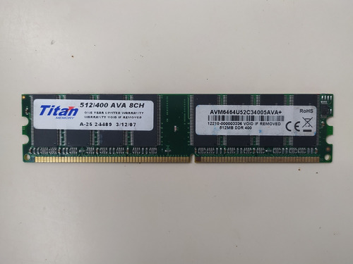 Memoria Ram 512mb Ddr400 Pc3200 Para Pc