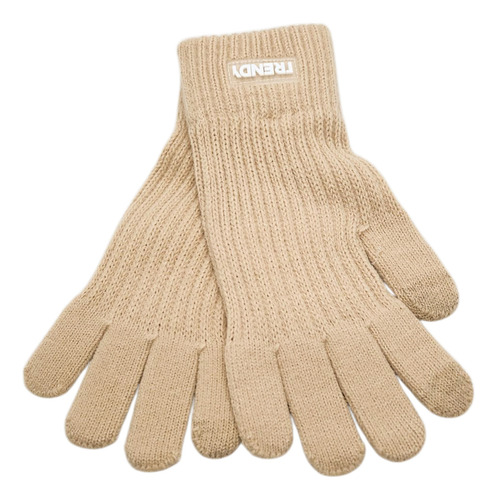 Guantes Touch Táctil Mágico Tejido Lana Trendy Dama Invierno Caqui Liso