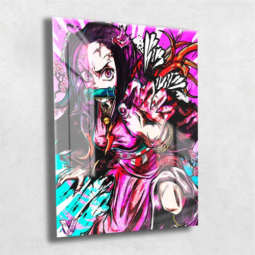 Quadro Metalizado Nezuko Demon Slayer Anime Pôster Brilhante