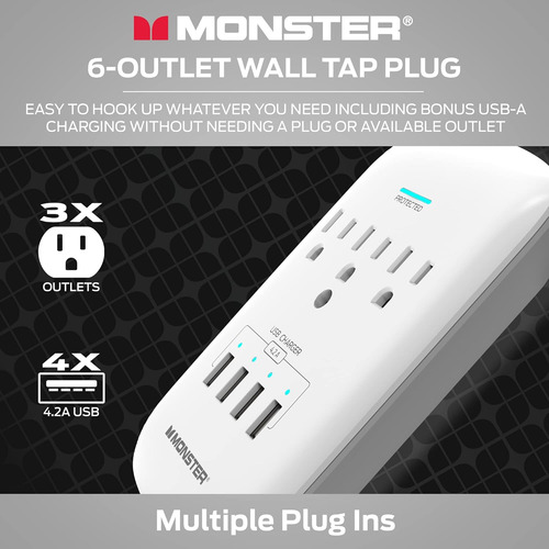 Extensor De Enchufe De Pared De 3 Salidas Con Usb