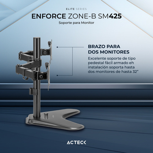Soporte Articulado Acteck Enforce Sm425 2 Monitores 17/32 Color Negro