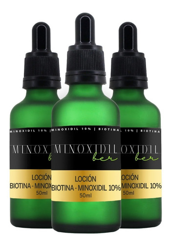 Cabello Barba Minoxidil 10% Y Biotina 3 Pack 150 Ml Total