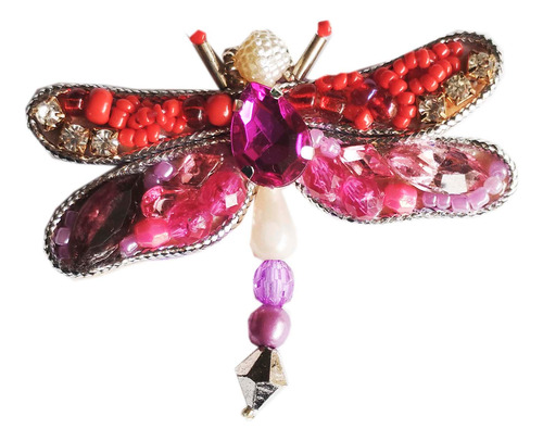 Pack Apliques Parches Libelula Lentejuela Mostacilla Strass Rosa Bordado