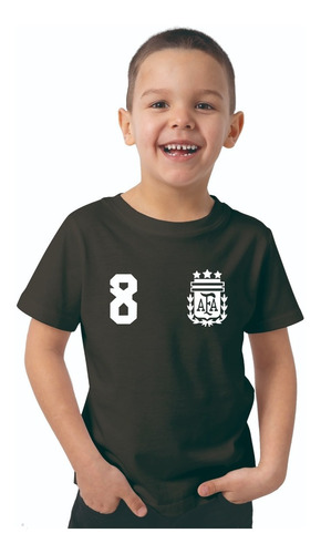 Remera Negra Niño Acuña 8 Seleccion Afa Arg  