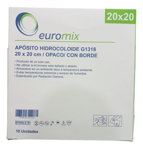 Apósito Hidrocoloide 20x20 Cm Grueso Con Borde Euromix 10und