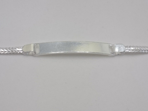 Imagem 5 de 7 de Pulseira Chapa Adulto Malha Italiana Prata 925 + Gravação