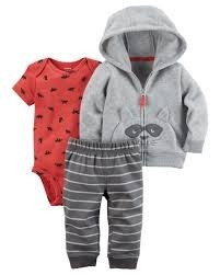 Conjunto Bebe 3pz Abrigo Campera Mapache Carters Mvd Kids