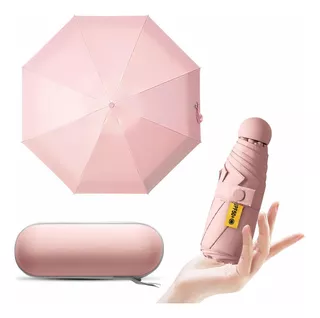 Mini Paraguas Sombrillas Anti-uv Con Bolsa Cápsula Rosa